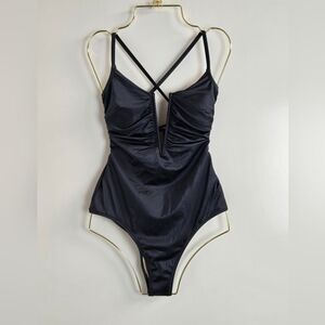 Shade & Shore V-Wire Plunge Cheeky One Piece Swimsuit Sz S (4-6)